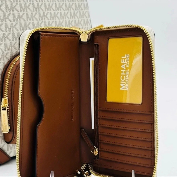 Michael Kors Medium Jaycee Zip Packet Backpack & Large Flat MF Phone Case Wallet - Picture 14 of 15